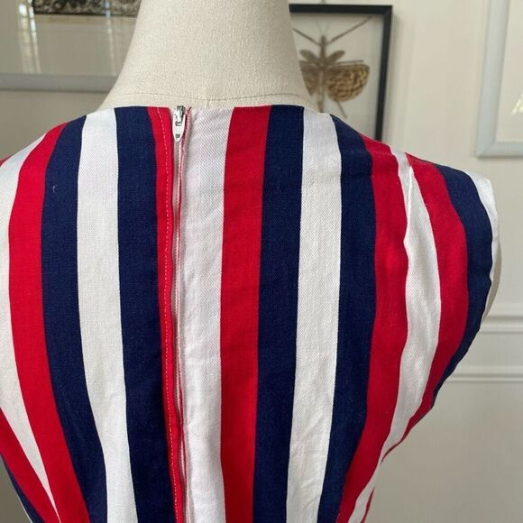Vintage 60s Mod Stripe GoGo Mini Dress Red Blue S - Picture 6 of 9